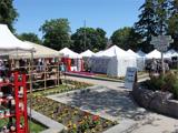 Vendor booths set up in the park