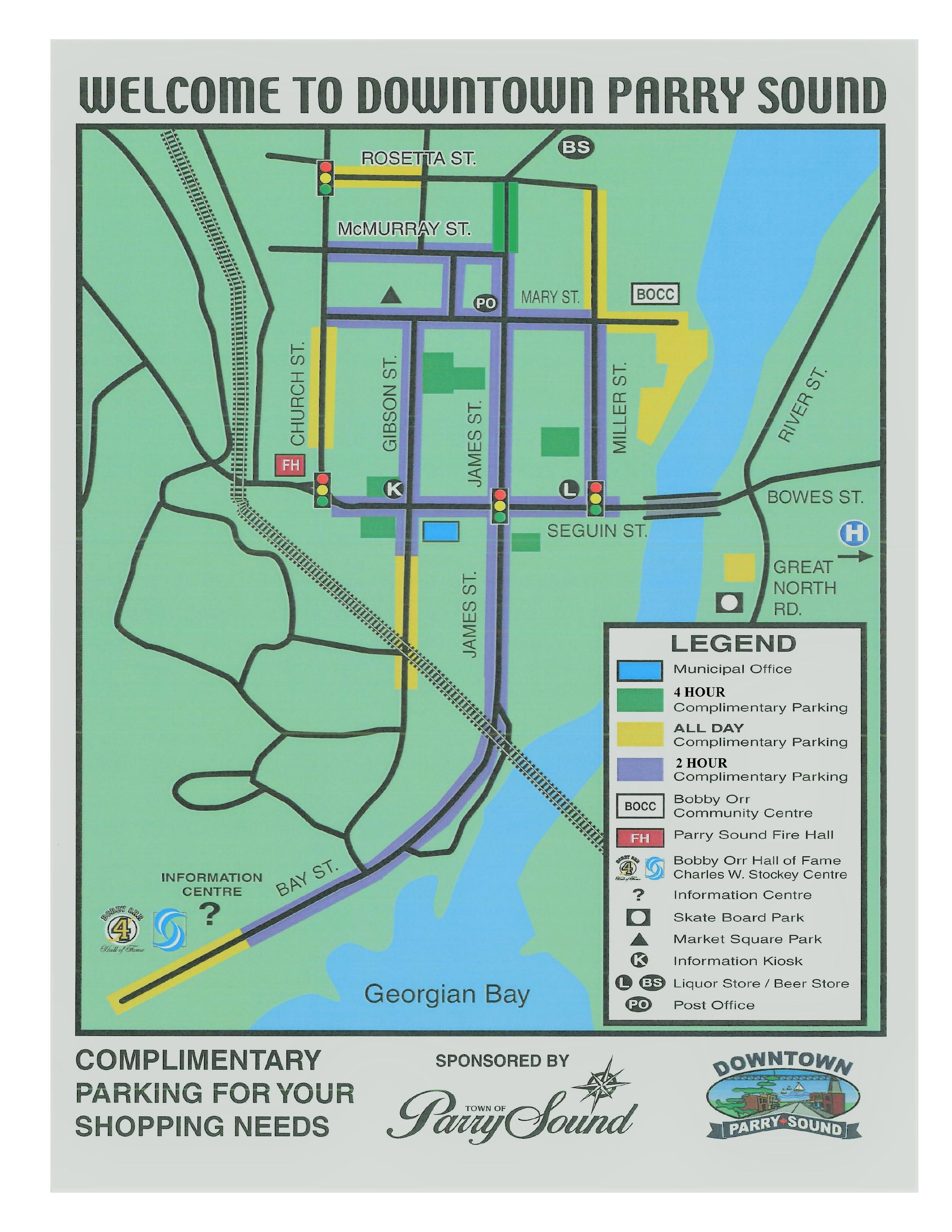 Parry Sound Downtown Parking Map
