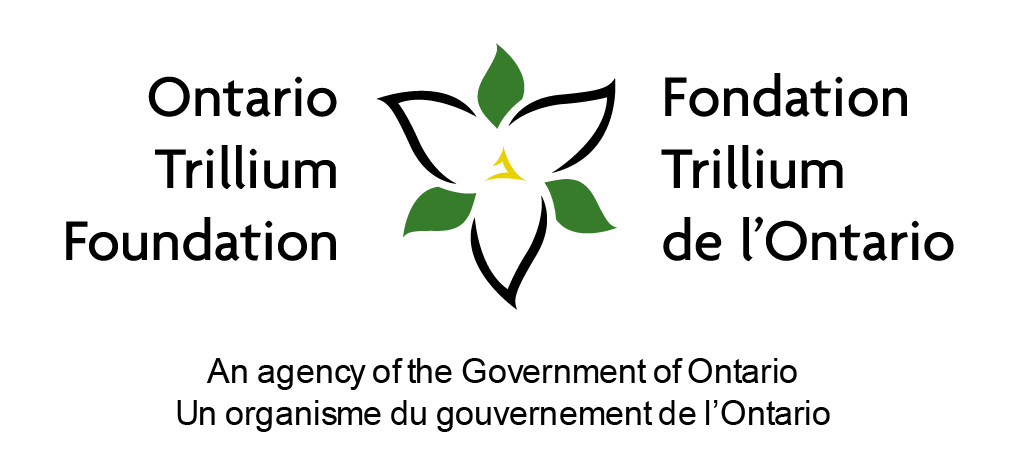 Ontario Trillium Foundation - A black outline of a three pedaled white flower with three green leaves dividing each pedal